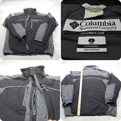 Columbia Jacket Mens Large Black Interchange Waterproof Full Zip 3in1 Shell