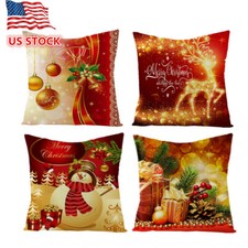 4PCs Christmas Pillow Case Cover Sofa Pillowcase Cushion Cover Home Decoration