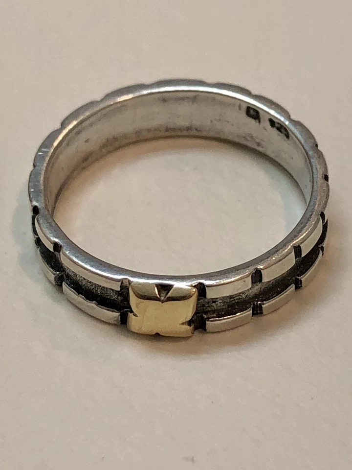 Anillo Banda Vintage Catálogo Sundance Plata de Ley 925 14k Metales Mezclados 7.5 Foto 2 de 4