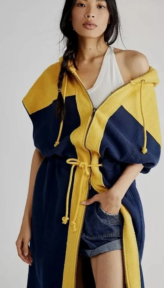 We The Free Cool Maxi Capucha Cremallera Amarillo/Azul Marino (M)