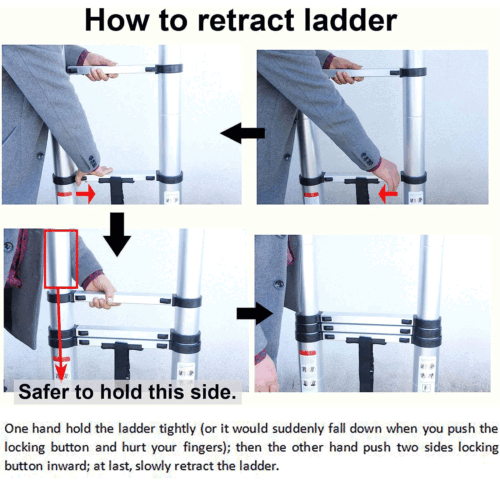 Extendable Telescopic Ladders 3.2M-6.2M Folding Loft Ladder w/Hook Multi-Purpose - Picture 5 of 17