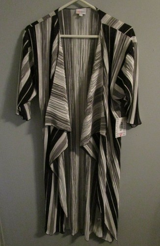 LuLaRoe "Shirley" Striped Pleated 3/4 Sleeve Kimono Open Robe - Size S NWT - 第 1/9 張圖片