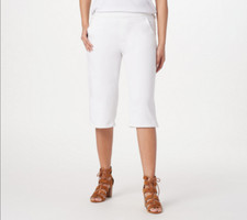 Denim  Co. Comfy Knit Wide Leg Skimmer Pants-White-Large-NEW-A396471