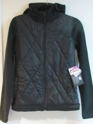 NWT 686 Performance-Dry Fleece & Quilt Black SMALL Womens Full Zip Jacket w/Hood