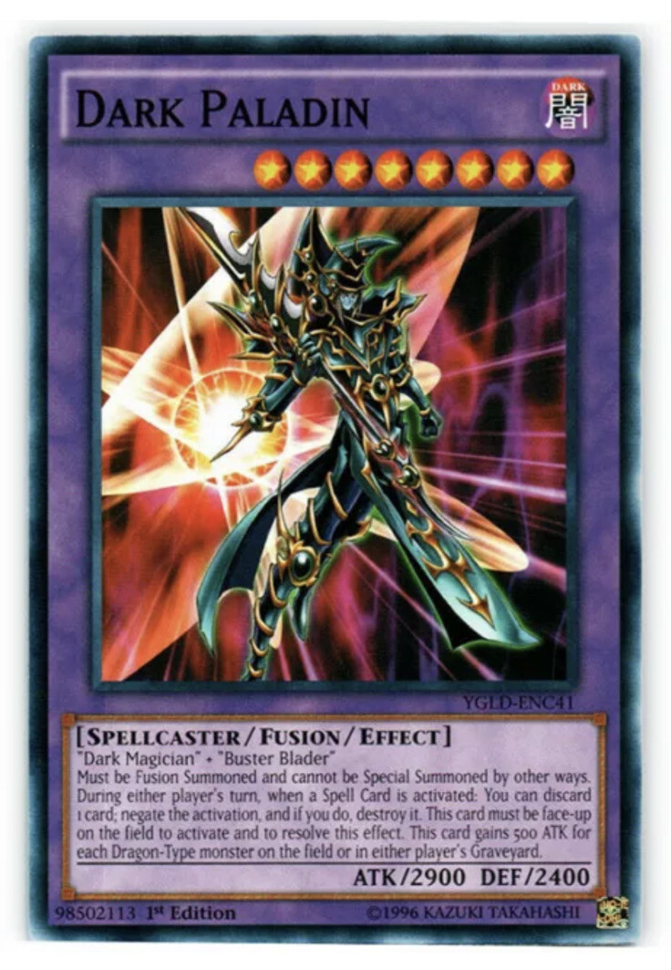 🔥 Yugioh Dark Paladin YGLD-ENC41 Near Mint Common ALTERNATE