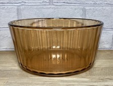 Large Vintage Corning France Amber Glass Souffle/Cake Dish 19cm x 9cm Corrugated