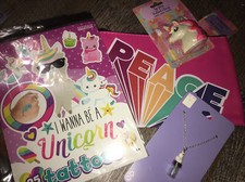 Claire  s Unicorn Snow Globe Style Necklace Cosm Bag Jewelry Llama Lot Easter