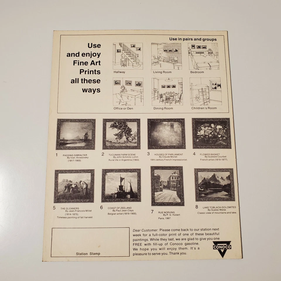 Vtg Conoco Gasoline Customer Appreciation 10"x8" Fine Art Print "Rue Norvins" - Image 4 of 4