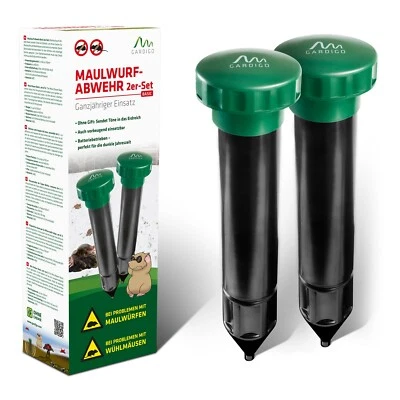 GARDIGO 2x Dissuasori Talpe Giardino Repellente Ultrasuoni Talpe Anti Talpe a Batterie