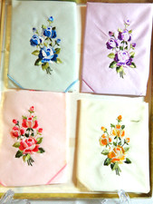Vintage Lot of 4 Ladies 100 Cotton Handkerchiefs