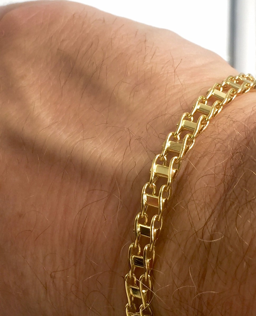 Metro Jewelry Stainless Steel Link Bracelet Or Necklace For Men - Blue Ion Or Gold Plated, Push Lock
