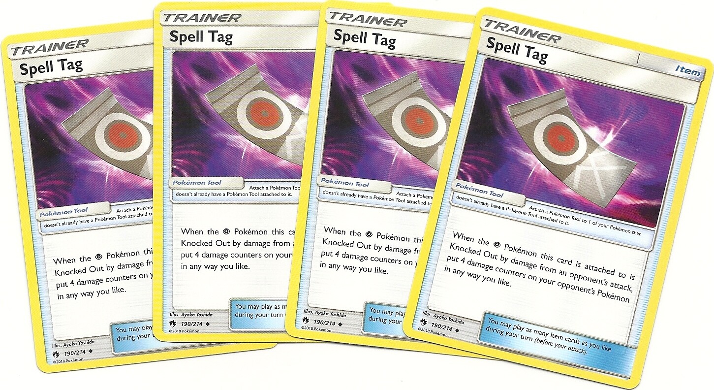 4x SPELL TAG 190/214 -LOST THUNDER Pokemon Card  Uncommon Trainer PLAYSET - NM/M