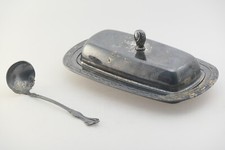 ONEIDA SILVERSMITHS Butter Dish w/Glass Insert AND ROGERS & BRO. 6" Ladle w/Box