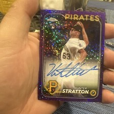 2024 Topps Chrome Hunter Stratton Auto #d/299 Purple Speckle Pirates 🏴‍☠️