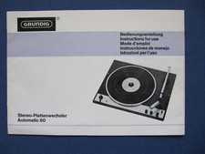 Grundig Stereo-Plattenwechsler Automatic 60 - Bedienungsanleitung *