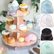 13-Inch tall 3 Tier Gold Trim Cardboard Cupcake Stand Set Wedding Decorations
