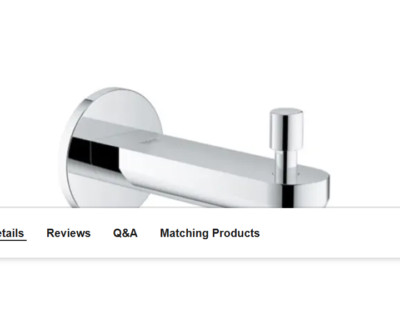 Grohe 13273000 #94 Wall Mounted Tub Spout with Diverter from the Eurosmart Cosmo