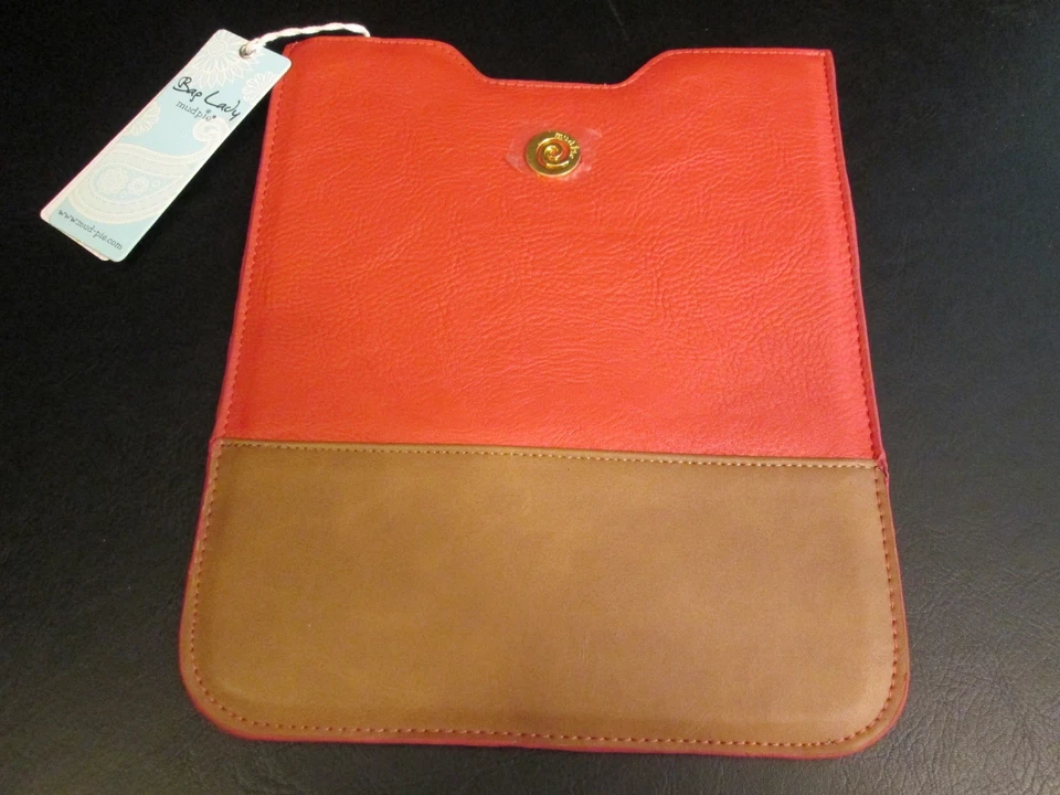 Coral/Brown Color Block iPad Tablet Sleeve by Mud Pie, 9"-10", NWT - Image 2 of 3