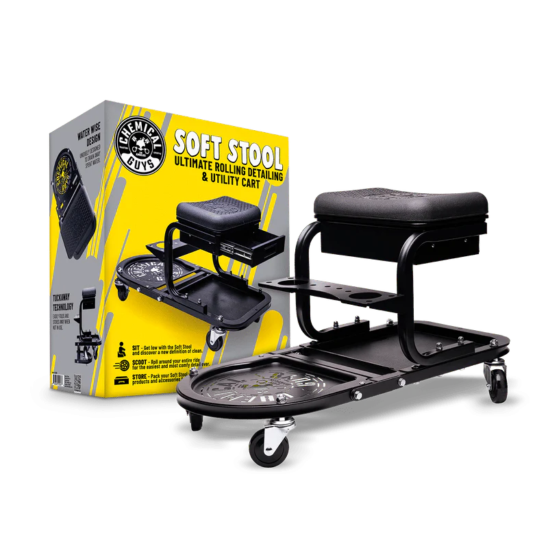 Chemical Guys Soft Stool Ultimate Utility Detailing Cart - Sit, Scoot, Store