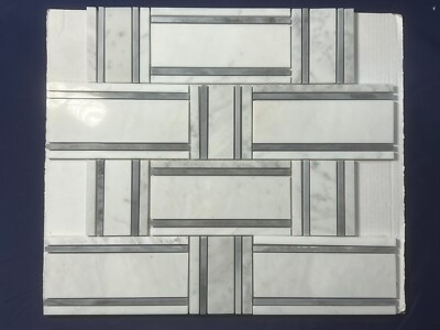 S26 Carrara White Grey Marble Mosaic Tile Kitchen Bathroom Polished, 7 sheets