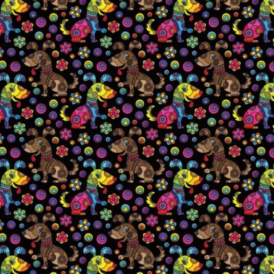 100% Cotton Digital Fabric Mosaic Dog Puppy Rainbow Pride Crafty 140cm Wide