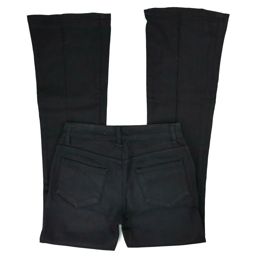 Jeans italianos auténticos de alta costura SUPERFINOS negros acampanados talla 26 impecables Foto 2 de 4