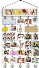 Collage Picture Frame Hanging Photo Display with 30 Clips and 6 Pushpins WHITE 