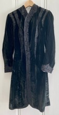 Early Edwardian   Dark Velvet Coat with Blue Satin Lining