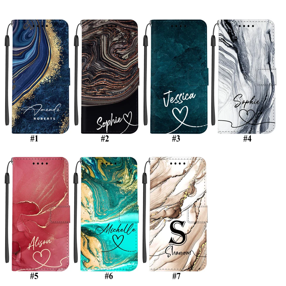 Funda Abatible Personalizada con Nombre para iPhone 16 Pro Max 14 13 15 Billetera Cuero Foto 2 de 4