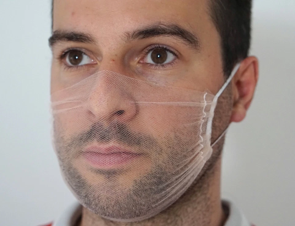 Double Tulle Mesh Net Transparent Face Cycling Mask breathable mask for Cyclist - Image 4 of 4