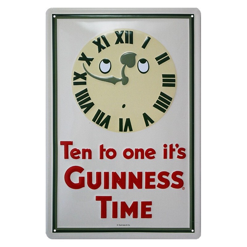 Plaque métal GUINNESS TIME 20x30cm décorative bombée et en relief pour bistrot