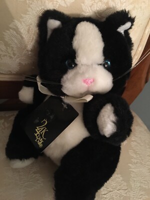 VINTAGE W/TAG 1989 24K POLAR PUFF KITTEN CAT BLUE EYES STUFFED ANIMAL PLUSH 8  