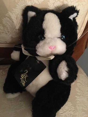  VINTAGE W/TAG 1989 24K POLAR PUFF KITTEN CAT BLUE EYES STUFFED ANIMAL PLUSH 8” 