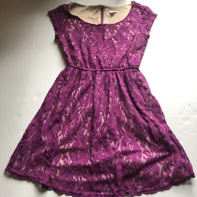 Xhilaration Purple Lace Floral Illusion Dress Sz S A2858 | eBay