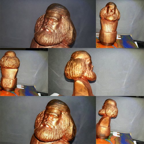 statuette karl marx mit dockermütze, eisenerz hämatit Einzelstück - Bild 6 von 12