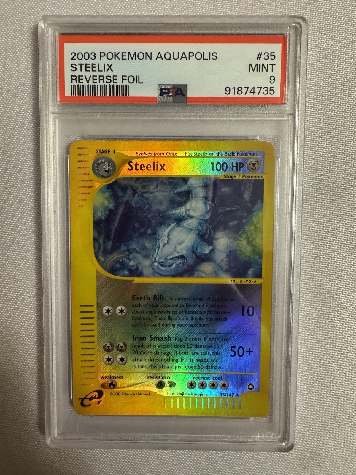 2003 Pokemon - Steelix Reverse Holo E Reader Aquapolis 35/147 - PSA 9 Mint! WOTC