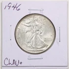 1946 50C Walking Liberty Silver Half Dollar in Choice AU+ Condition #RK177