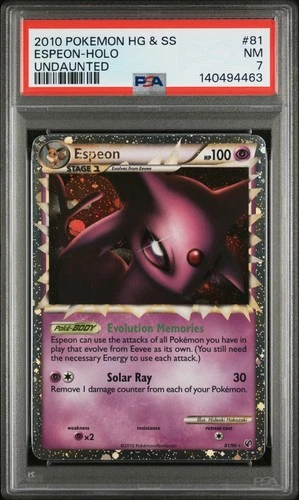 2010 POKEMON HEARTGOLD & SOULSILVER UNDAUNTED #81 ESPEON-HOLO PSA 7