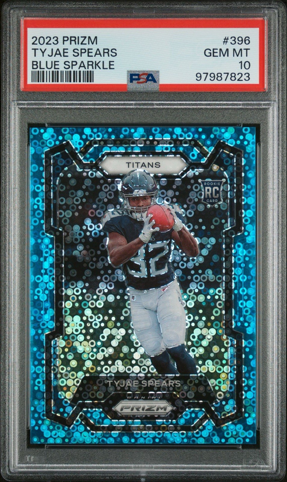 Tyjae Spears Panini Prizm #396 Blue Sparkle