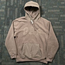 GAP Fleece Hoodie Size Medium Grey Trim Logo Pullover Spellout New with Tags