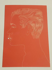 ANDY WARHOL ARTIST POP ART MEN ILLUSTRATION POSTCARD 2004 MALE W/ HEART AT LIPS