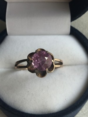 Rings Russian Soviet Silver 875 Amethyst lab vintage USSR