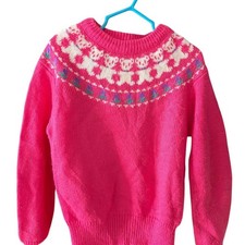 Vintage Kids Pink Teddy Bear Sweater