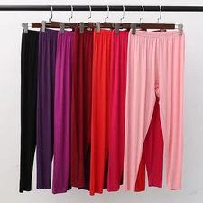 Women Leggings Knit Silk Thermal Long Johns High Underwear Pants Base Layer Warm