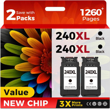 240XL Black Ink Cartridge Replacement for Canon PG-240 XL PG240 2 Pack