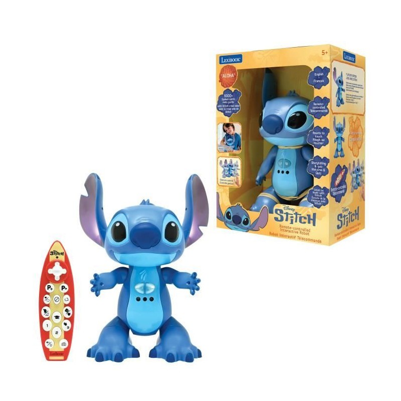 Robot interactif Stitch avec vraie voix et télécommande bilingue Lexibook bleue