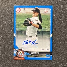 2018 Bowman MATT GIVIN #PA-MG Rookie AUTO 106/150 - MAIMI MARLINS BASEBALL 