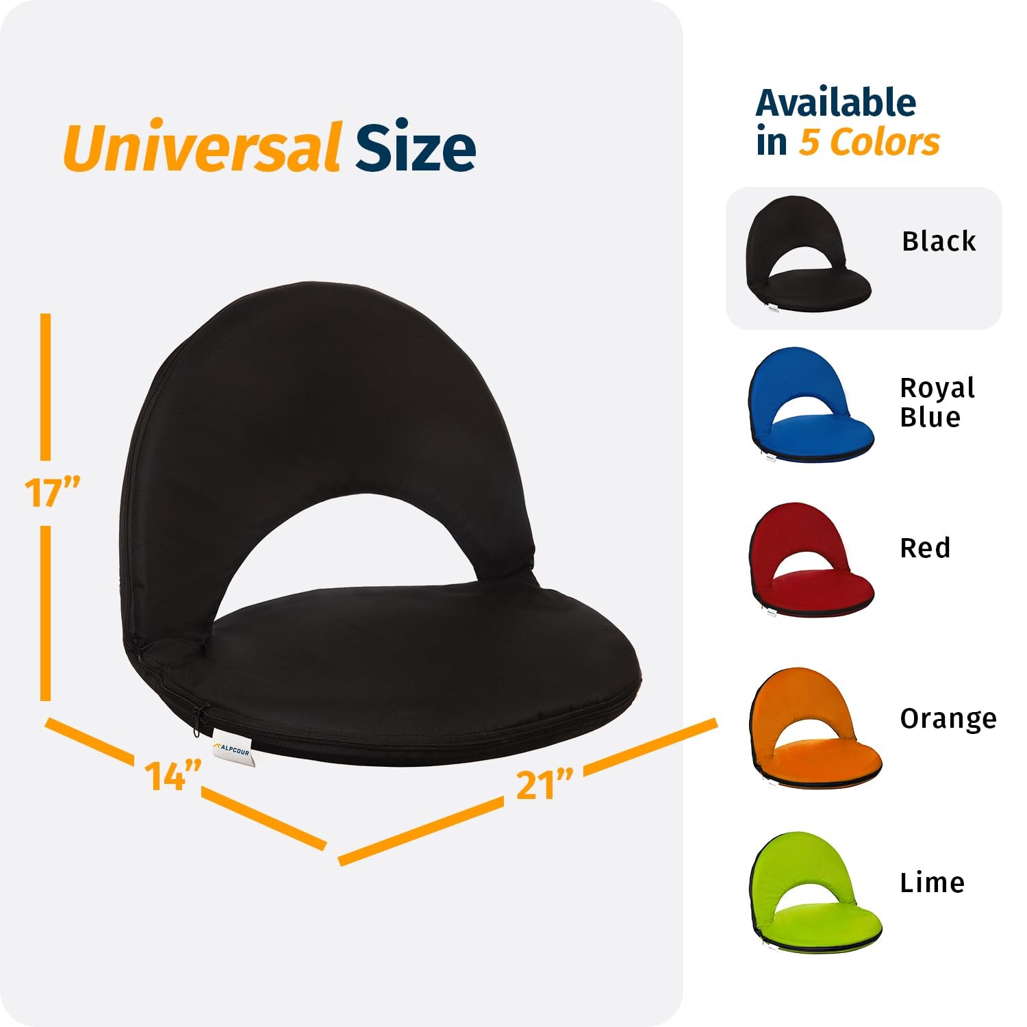 Alpcour Folding Stadium Seat Deluxe Outdoor Camping Reclining Waterproof Cushion