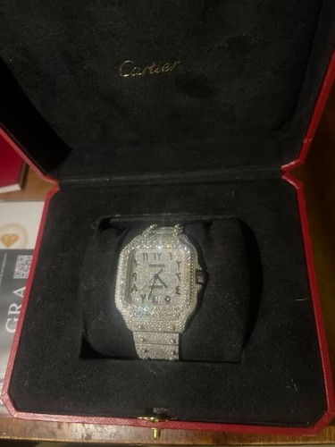 Iced Out Diamond Cartier VVS Moissanite (Pass Diamond Tester)bust Down Watch - Picture 2 of 10