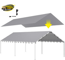 10 X 20 Ft Carport,Replacement Canopy Cover Garage Top Tent Shelter Tarp,Grey 